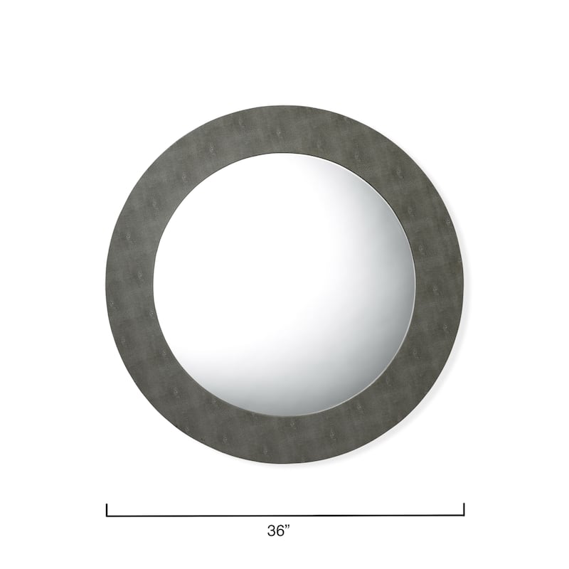 Alden Décor Cleo Shagreen Round Mirror, Ivory