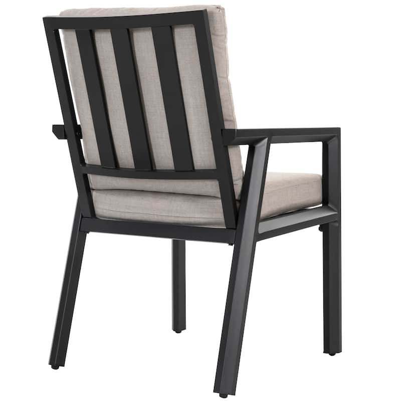 Outdoor 4-Piece Aluminum Dining Chairs with Gray Cushions