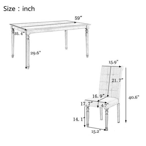 Set of 7 Wood Rectangular Dining Table Set - Bed Bath & Beyond - 36654358