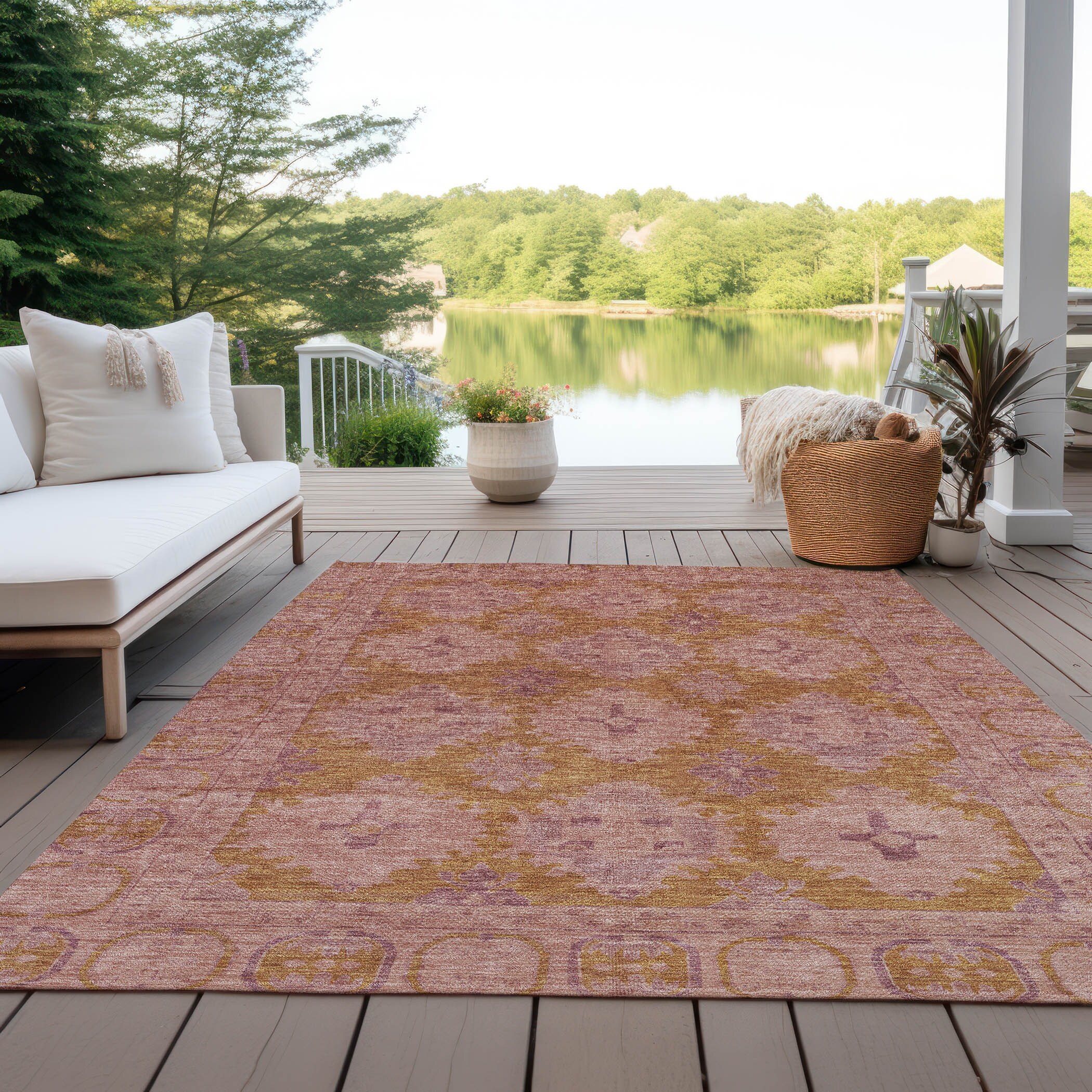 Machine Washable Indoor/ Outdoor Boho Chantille Rug
