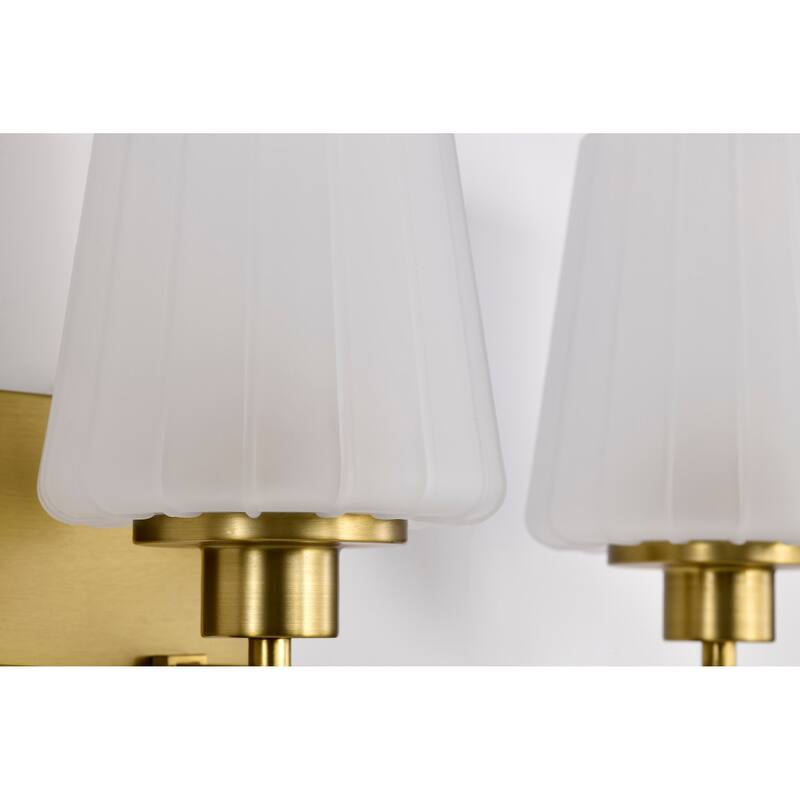 Lune 3 Light Vanity Vintage Brass Finish Etched White Glass - Vintage Brass