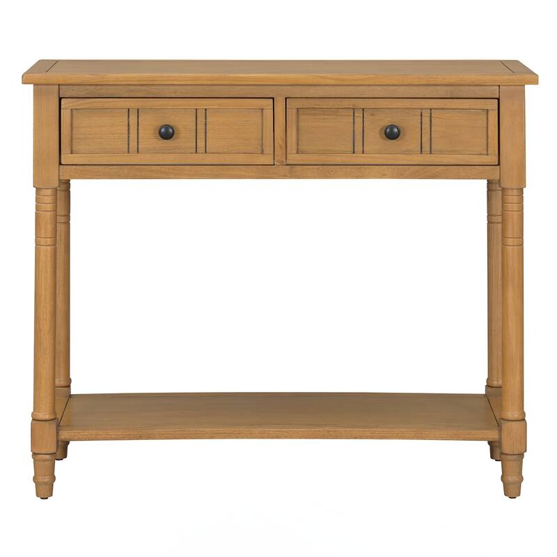 Console Table Traditional Design with Two Drawers and Bottom Shelf