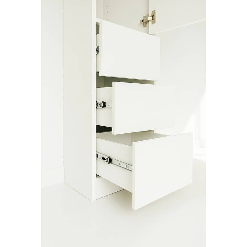 Elise Slim Modular Wood Closet Cabinet with Drawers in White - 15.7"D x 17.72"W x 70.9"H