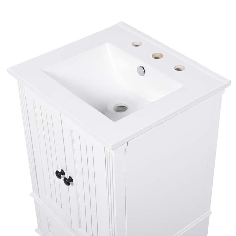 GDF Studio - Vicky Modern MDF 20-Inch Bathroom Vanity with Ceramic Sink and Magnetic Door Stopper