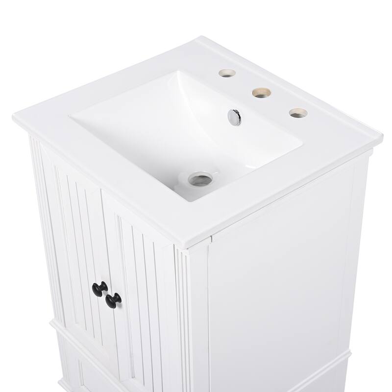 Roomfitters 20" Bathroom Vanity with Sink Cabinet with 2 Doors Drawer Adjustable Foot Pads and Magnetic Door Stopper