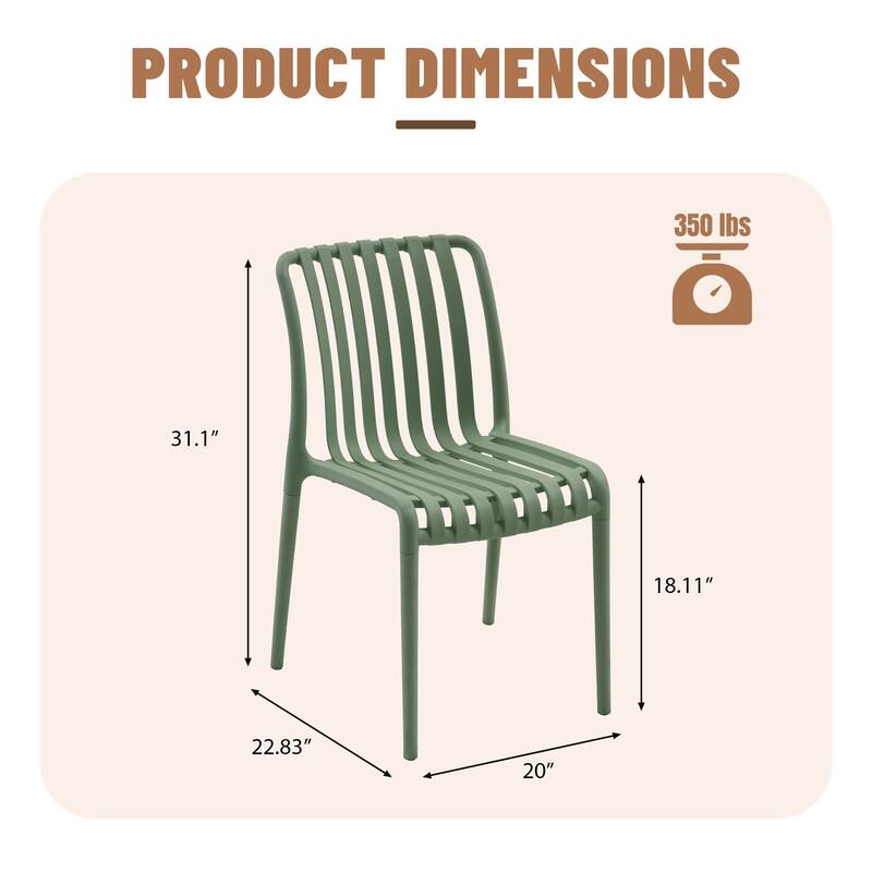 Outdoor Dining Set 5-Piece Stackable Plastic Lightweight Dining Chair and Extendable Dining Table
