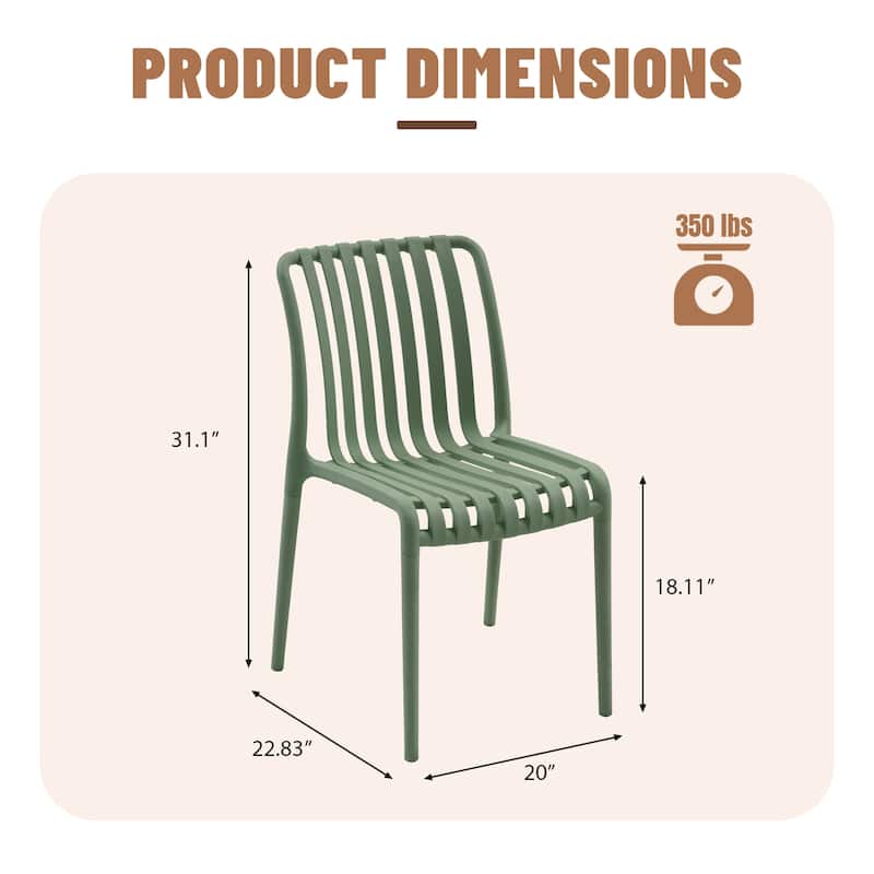 Outdoor Stackable Plastic Chairs Dining Chair Set 4-Piece Lightweight