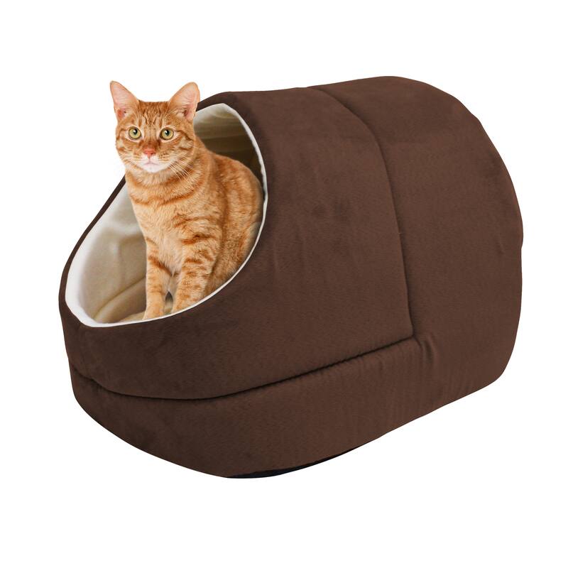 GOOPAWS Cave Covered Cat & Small Dog Bed
