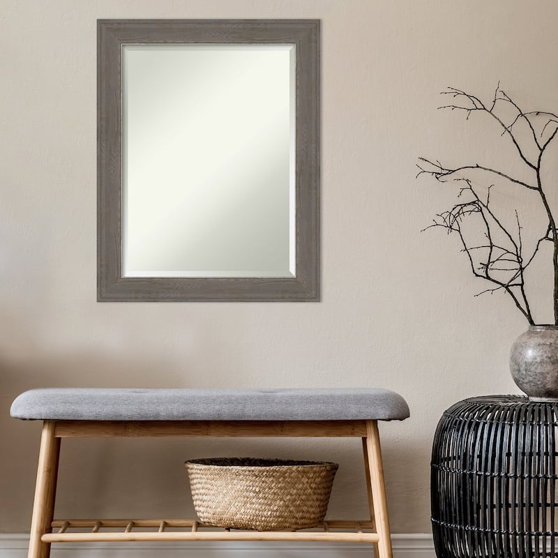 Beveled Bathroom Wall Mirror - Alta Brown Grey Frame - Alta Brown Grey