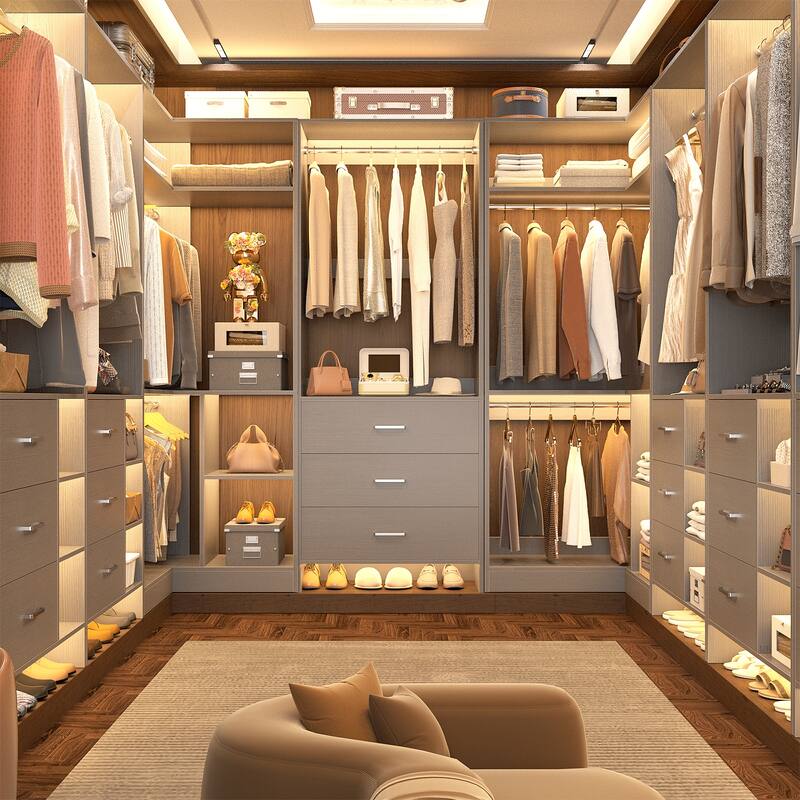 Cimly Set of 3 Closet Organizer with Drawers, U Shaped Freestanding Closet System