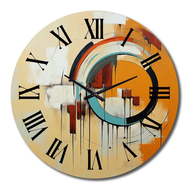 Designart "Midcentury Geometric Abstract In Retro Orange I" Modern Midcentury Oversized Wall Clock