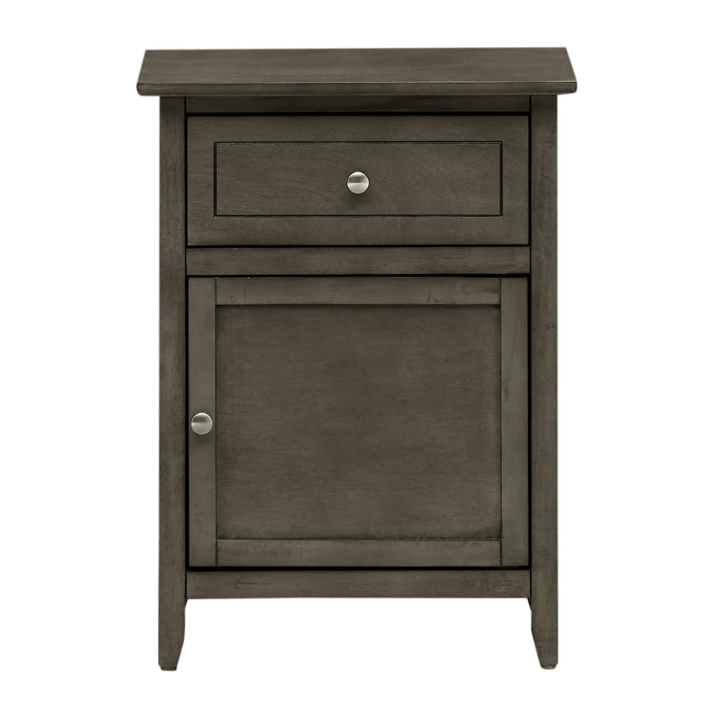1-Drawer Gray Nightstand with Modern Classic Design and Storage, 25 Inch Versatile Bedroom Side Table