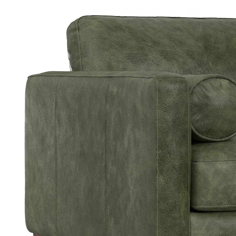 WYNDENHALL Brixley 43 inch Wide Mid-Century Modern Accent Chair in Top Grain Genuine Leather - 42.9" W x 38.25" D x 34" H