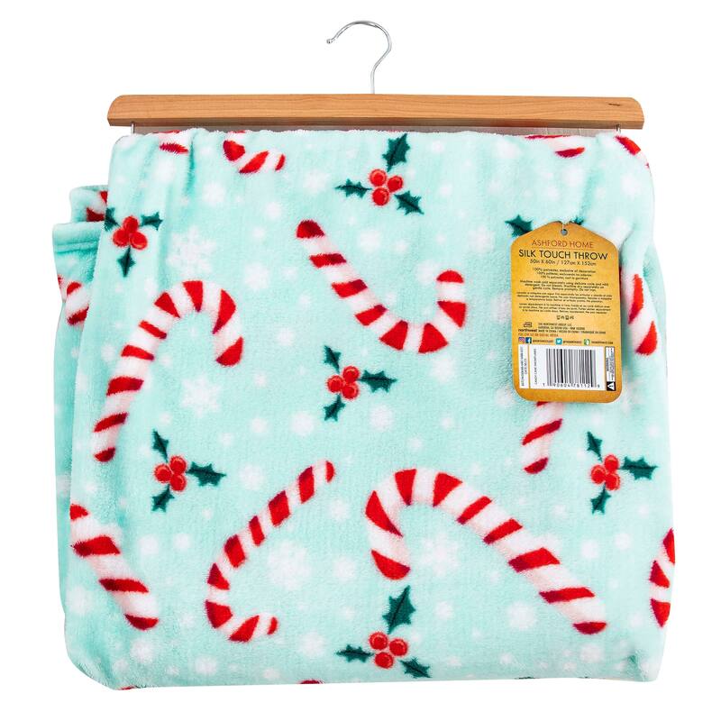 Candy Cane Snowflakes Silk Touch Throw Blanket