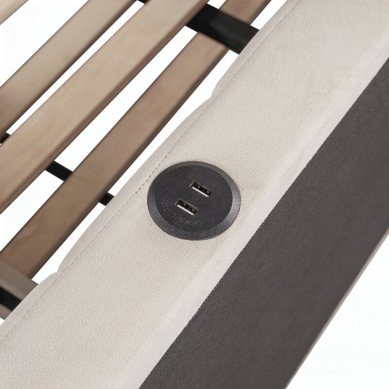 Upholstered L-Shaped Upholstered Daybed with Twin Size Pop Up Trundle and USB ports
