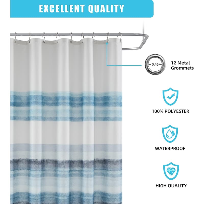 Oil Painting Abstract Shower Curtains (72"x72", Blue and Orange Ombre)