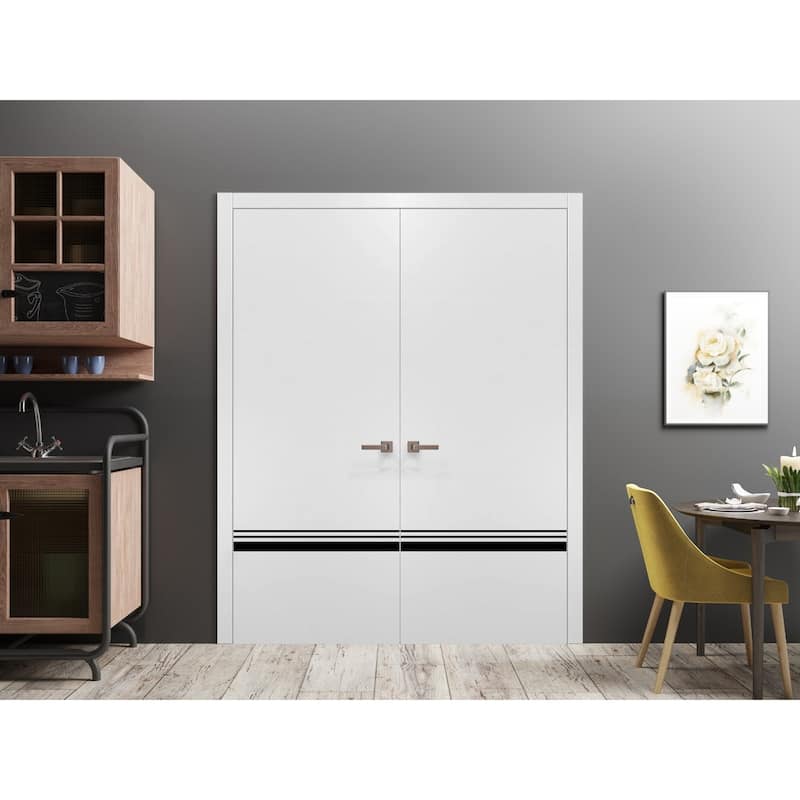 Solid French Double Doors 36 x 80 Planum 0012 White Silk with