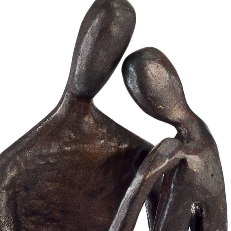Small Handcrafted Embracing Couple Figurine - 4.5" - Bronze