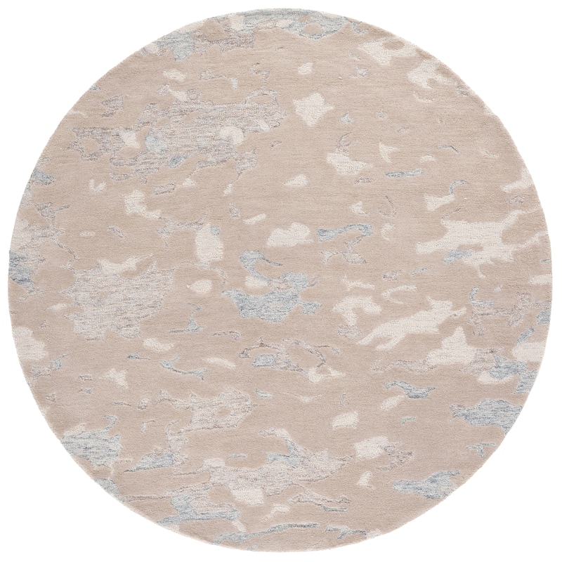 SAFAVIEH Handmade Harvest Majida Wool Rug - 6' Round - Taupe/Blue