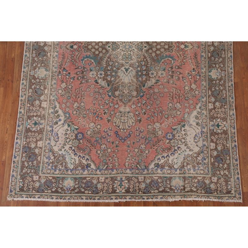 Handmade Tabriz Persian Vintage Area Rug Living Room Wool Carpet - 6'5" x 9'10"