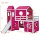 preview thumbnail 33 of 57, House Low Loft Bed with Slide & Tent Solid Wood Kids Loft Bed Frame with Tower and Ladders for Kids Teens Boys & Girls