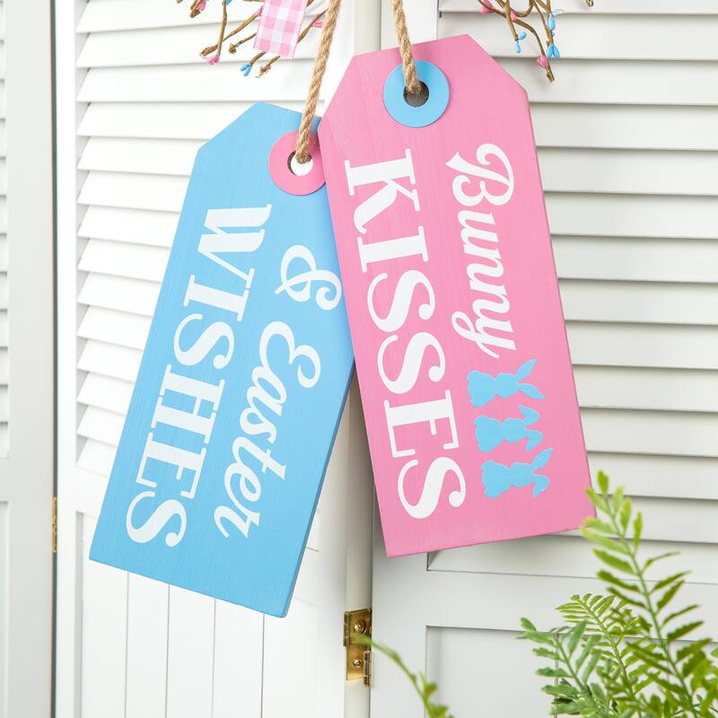 Glitzhome 24"H Wooden Valentine's Day/Patriotic/Americana/Easter Doorknob Hanging Decor