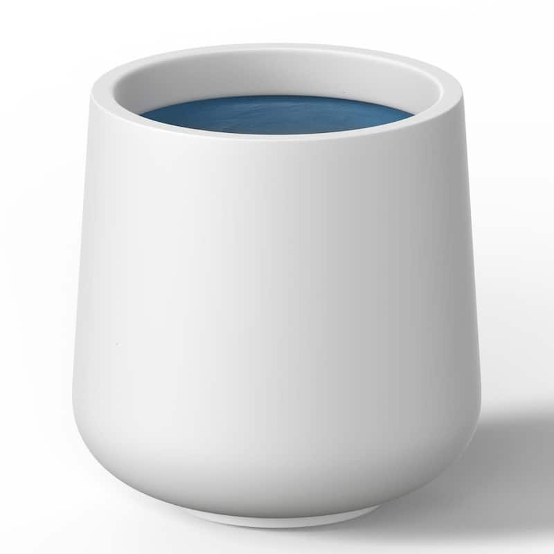 Concrete Tall Round Flower Planter Pot with Drainage Hole - Crisp White(Enhanced Interior) - 16.5 x 17.5 in