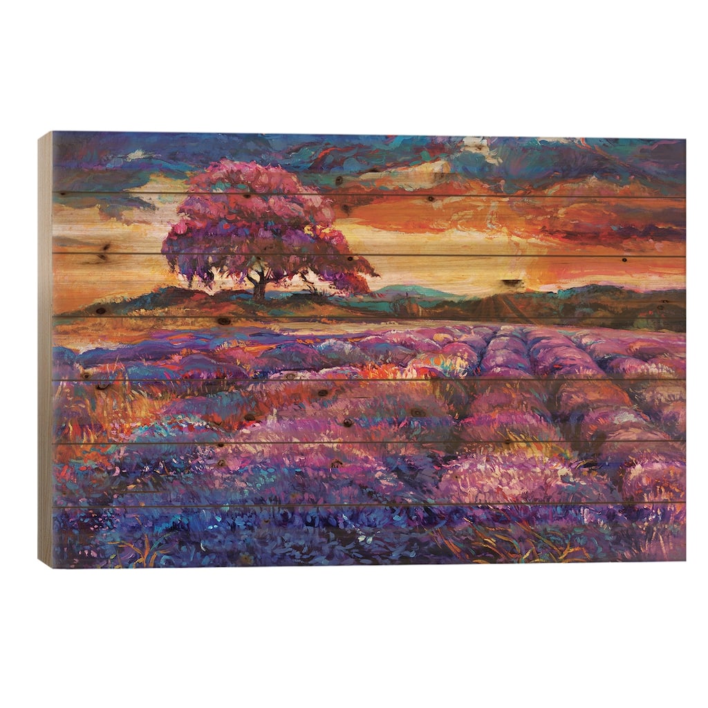 Lavender Fields II Print On Wood by borojoint - Multi-Color