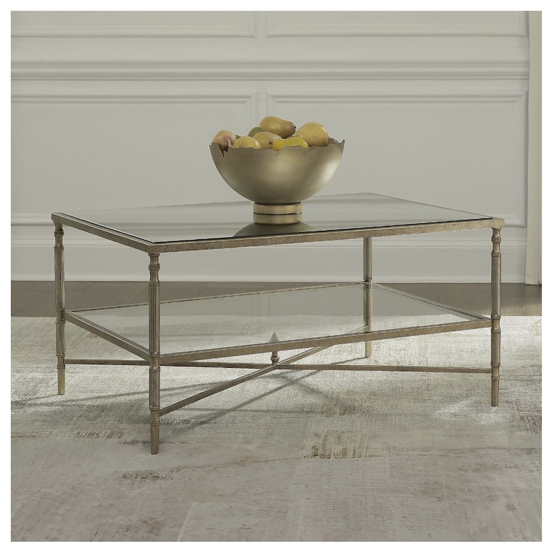 Signature Design by Ashley Cloverty Aged Gold Coffee Table - 37.75" W x 28" D x 19.25" H