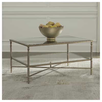 Signature Design by Ashley Cloverty Aged Gold Coffee Table - 37.75" W x 28" D x 19.25" H