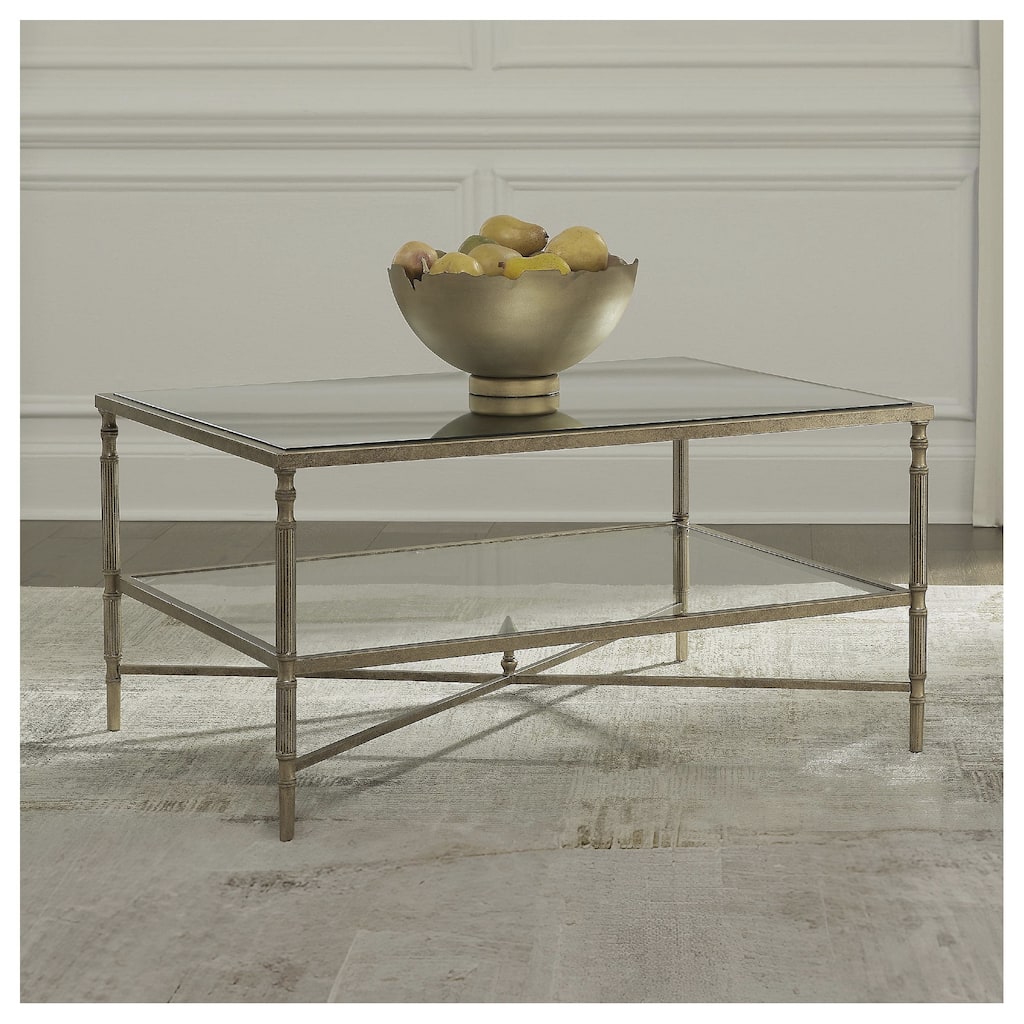Signature Design by Ashley Cloverty Aged Gold Coffee Table - 37.75" W x 28" D x 19.25" H
