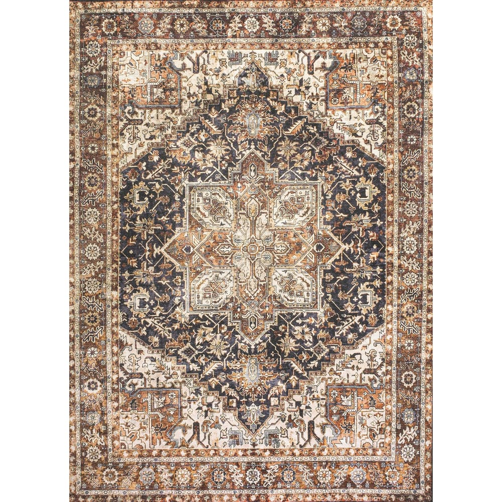 JONATHAN Y Kingdarr Mid-Century Medallion Chenille Machine-Washable Area Rug