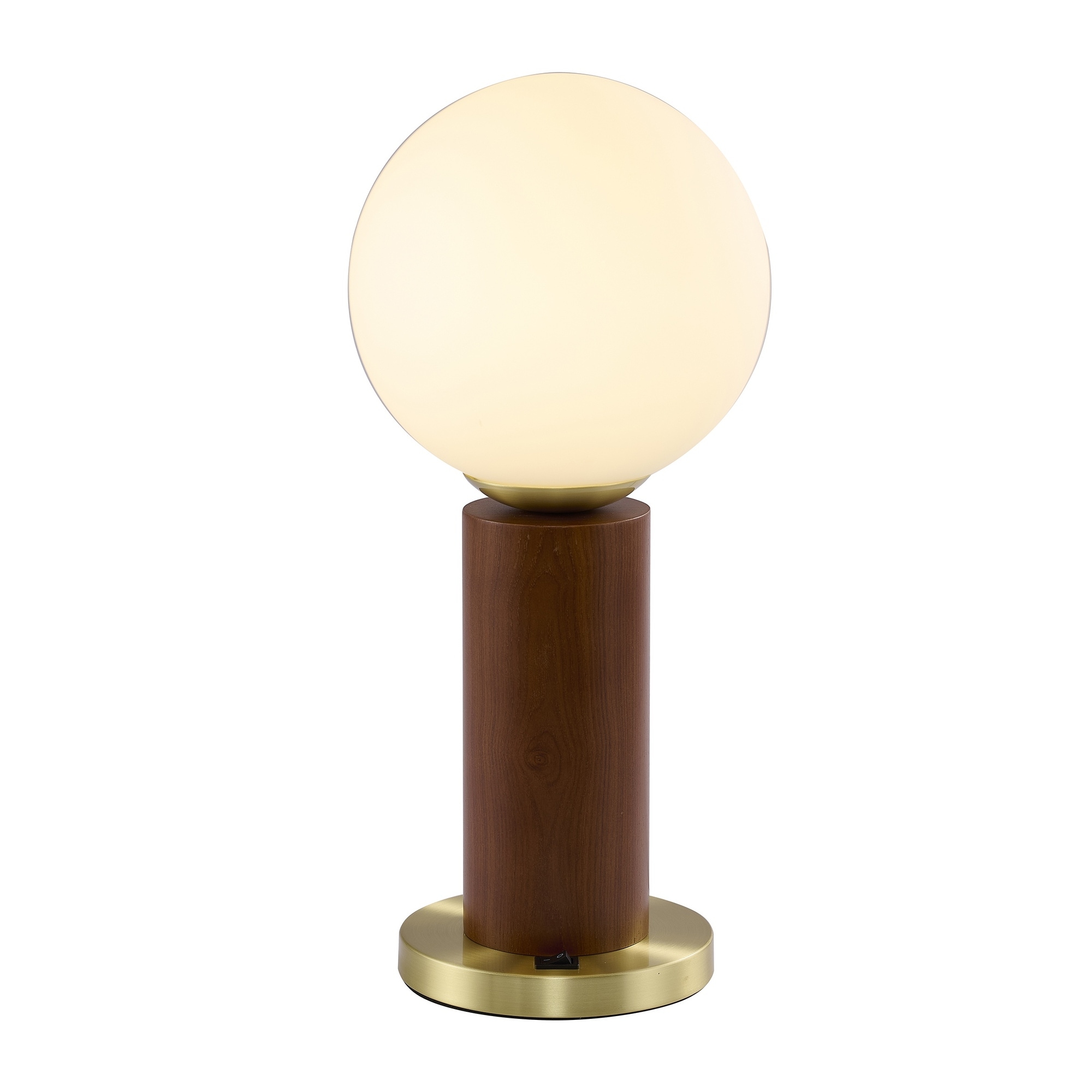 Modern 1-Light Dark Oak And Stain Brass Table Lamp