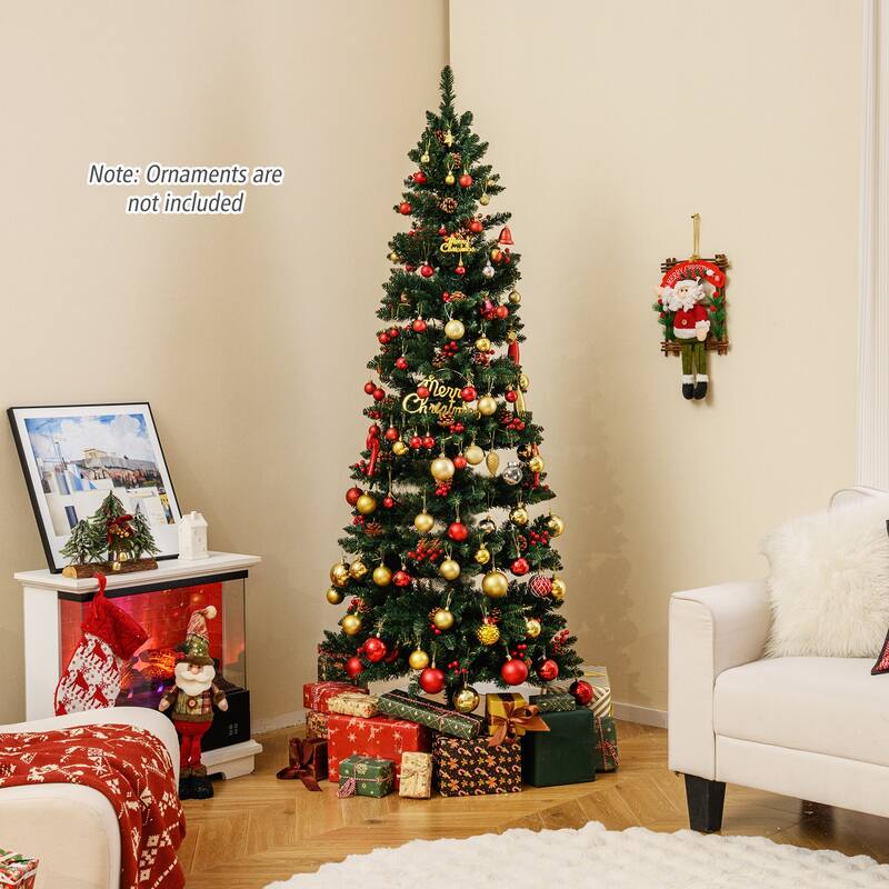 Costway 6/7 FT Artificial Christmas Tree with 612/791 Branch Tips Warm - See Details - Green