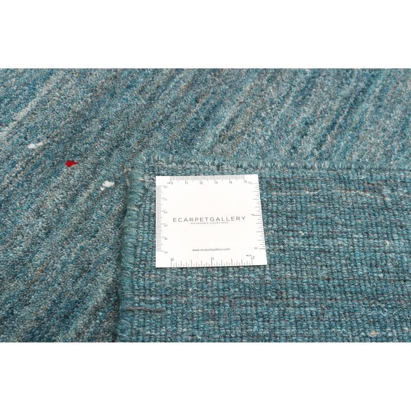 ECARPETGALLERY Hand Loomed Kashkuli Gabbeh Teal Wool Rug - 5'0 x 6'8