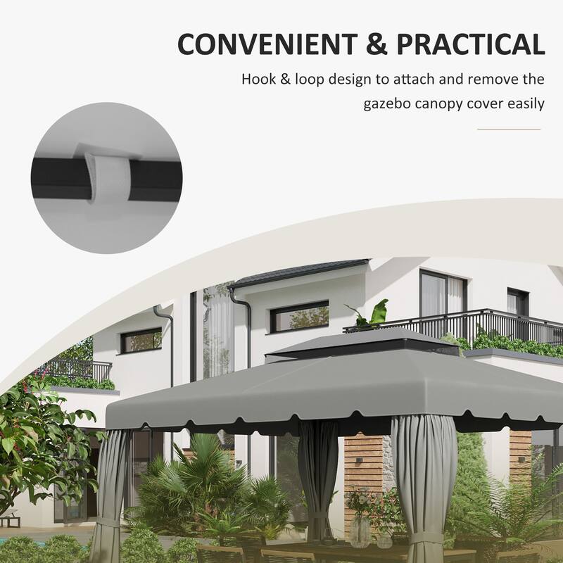 Outsunny Gazebo Replacement Canopy, Gazebo Top Cover with Double Vented Roof for Garden