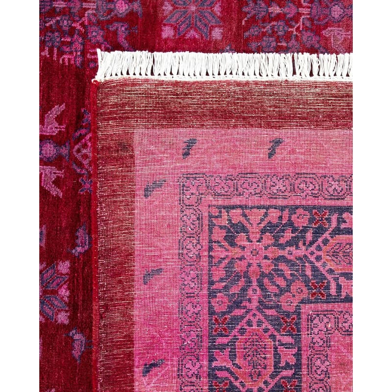 Overton Handknotted Wool Vintage Inspired Contemporary Overdyed Red Area Rug - 15' 3" x 12' 2"
