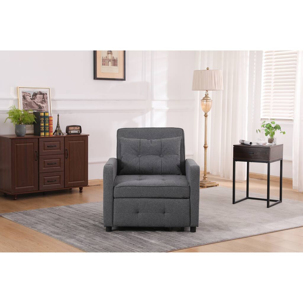 Sleeper Chair 3-in-1 Convertible Chair Bed Pull Out Sleeper Chair Beds Adjustable Single Armchair Sofa Bed with USB Ports