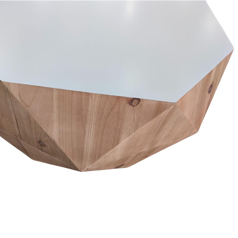 38"Three-dimensional Embossed Pattern Design American Retro Style Coffee Table,White Tabletop