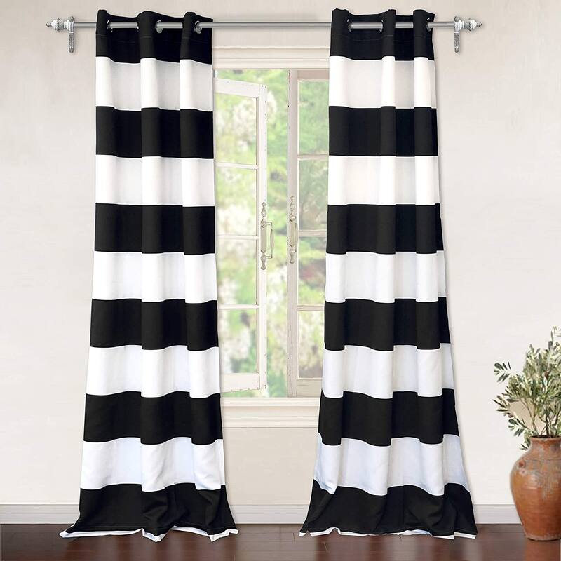 DriftAway Mia Stripe Room Darkening Curtain Panel Pair