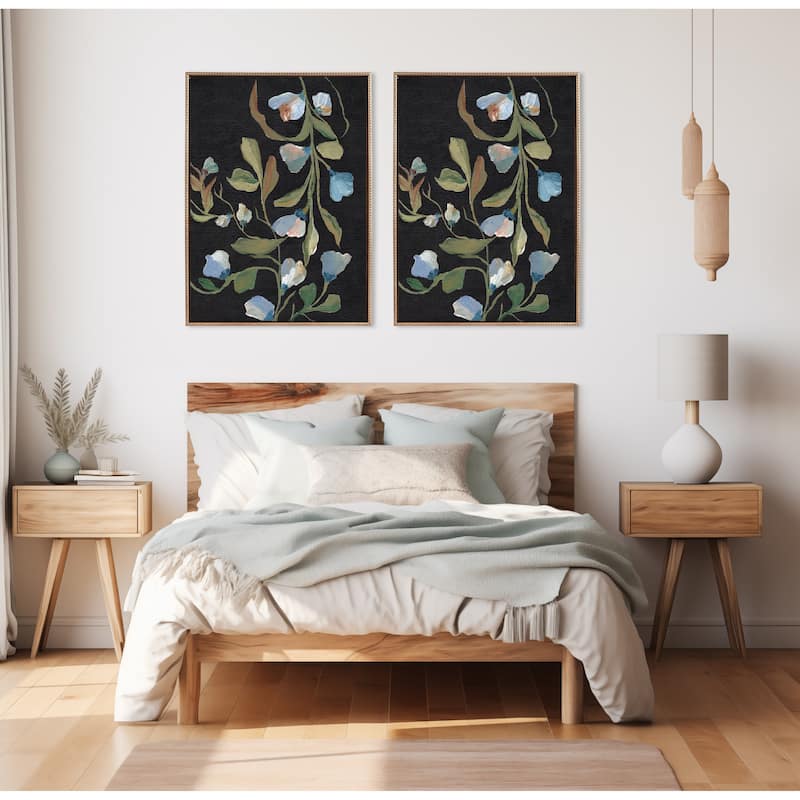 Sylvie Beaded Foliage I and III Framed Canvas Set by Nikita Jariwala