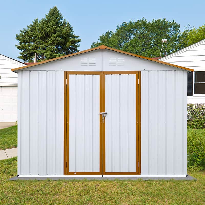 Metal garden sheds 10ft×12ft outdoor storage sheds - White