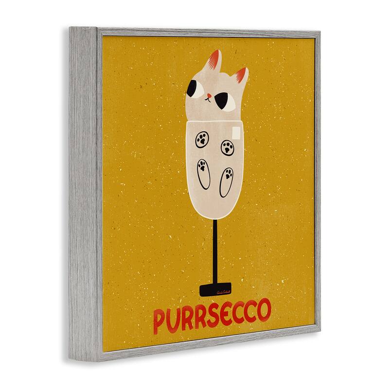 Stupell Purrsecco Cat Wine Framed Giclee Art Design By Carrie Cantwell
