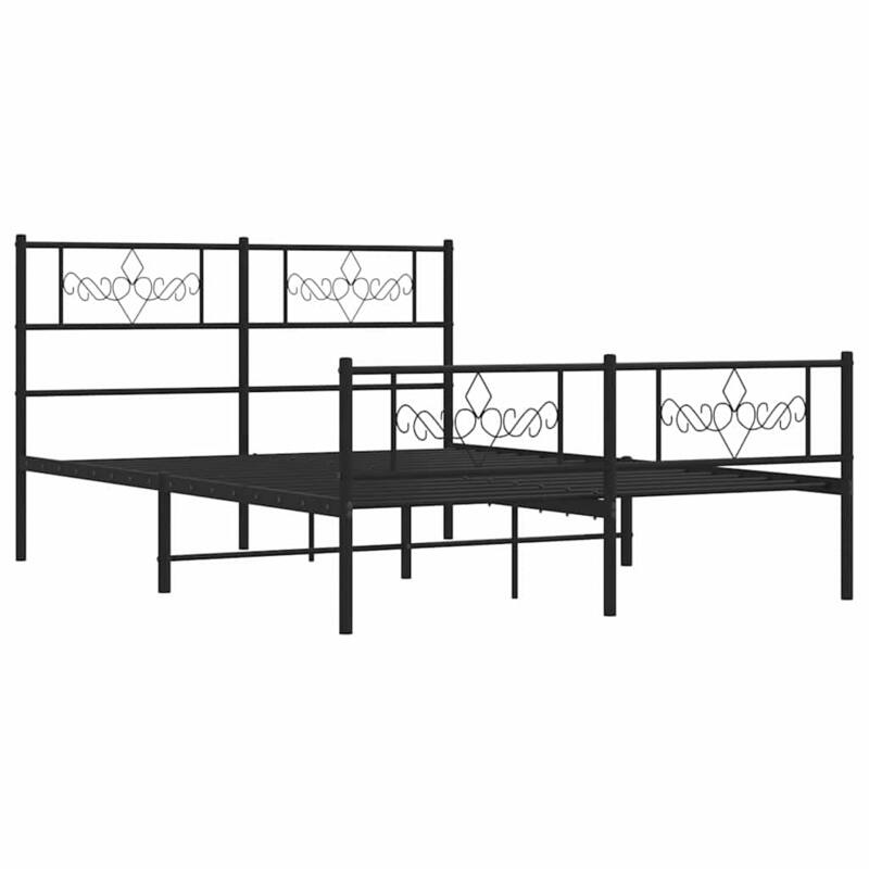 vidaXL 12 Inches Black Queen Metal Bed Frame No Mattress - 81.5" x 61.4" x 35.4"