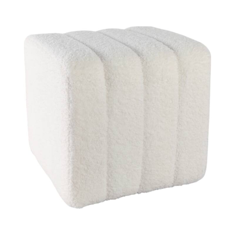 Modern Ottoman with Channel-Tufted Design - Upholstered Accent Cube