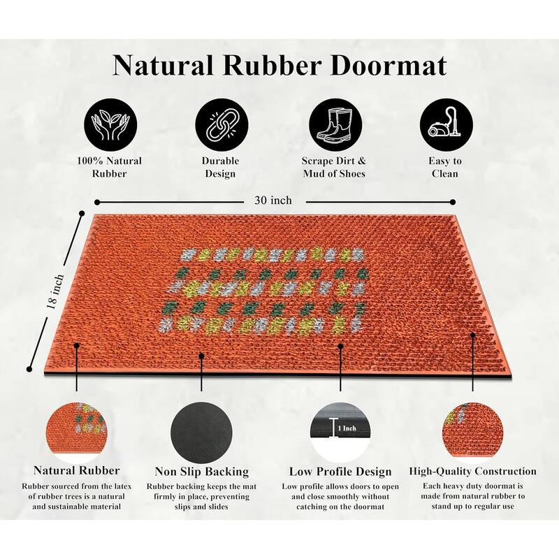 A1HC Grass Rubber Mat Durable Heavy Duty Doormat, 18" X 30"