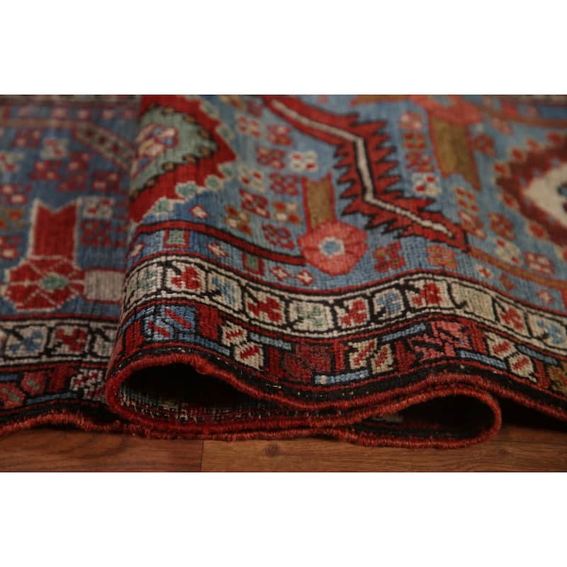 Pre-1900 Antique Heriz Serapi Persian Rug Handmade Wool Carpet - 11'0" x 12'10"