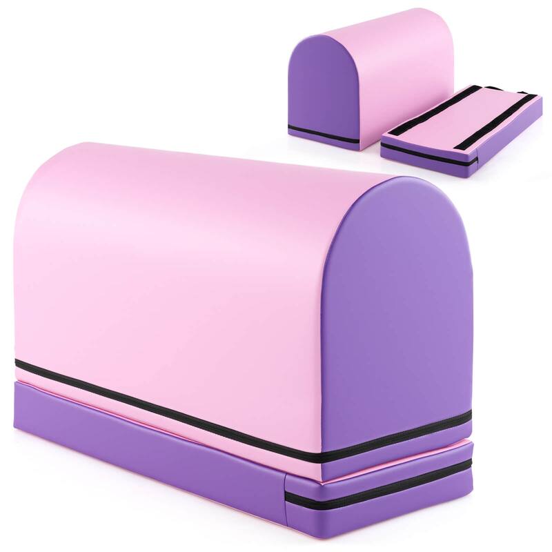 Costway Mailbox Tumbling Mat Gymnastics Vaulting Box with Detachable - See Details - Pink+Purple