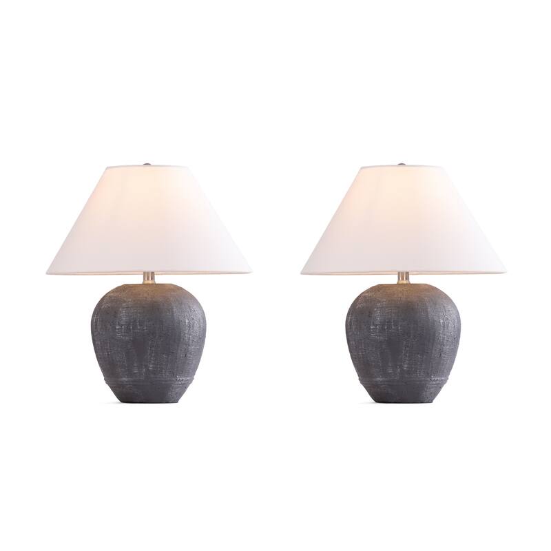 Modern Ceramic Table Lamp with Cone Linen Shade