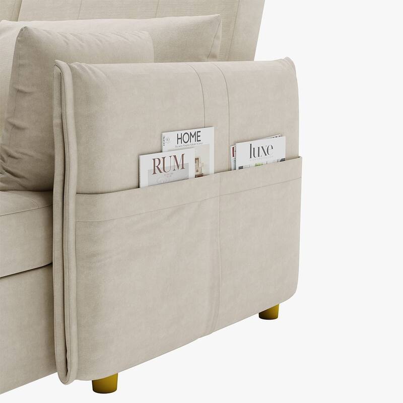 98.43" Modern Minimalist "L" Shape Sofa Bed，Anti-scratch and Water-proof, Solid Wood Frame